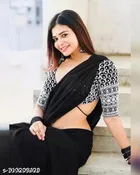 Chiffon Solid Saree For Women, Black