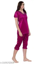 Satin Nightsuit Set for Women 