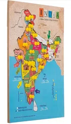 Wooden India Map Puzzle Board for Kids (Multicolor)