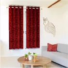Velvet Emboss Red Window Blackout Curtain 5ft Combo 