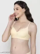 Cotton Blend Lightly Padded Full Coverage Non-Wired Bra for Women 