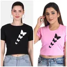 Round Neck Printed Crop T-Shirts for Women & Girls 