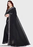 Georgette Saree for Women, Black 