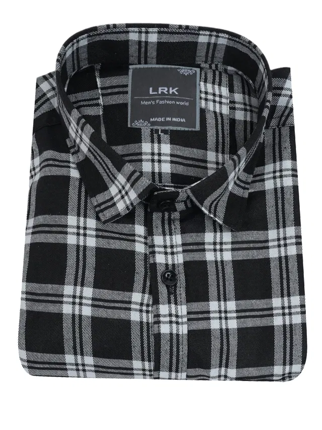 Cotton Blend Shirt for Men (Black, M)