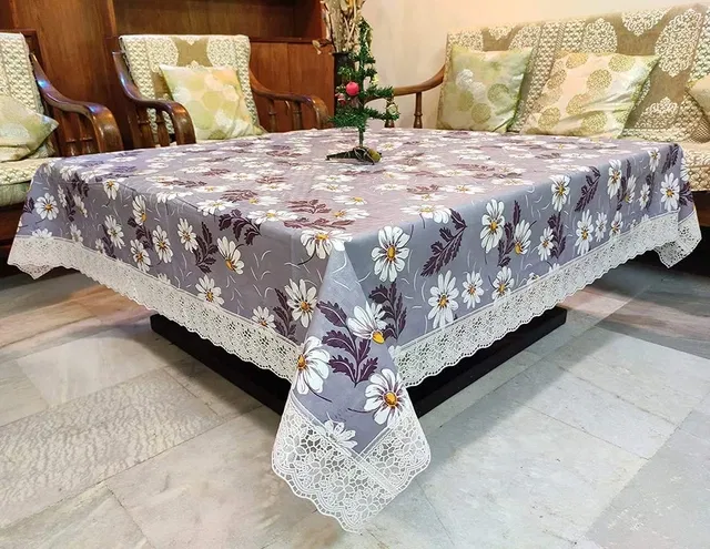 PVC Printed 4 Seaters Table Cover (Multicolor, 40x60 inches)