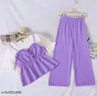 Polyester Solid Clothing Set for Girls, Pink 
