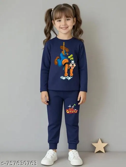 Cotton Blend Clothing Set for Girls, Navy Blue (3-6 Months)