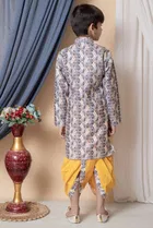 Dupion Silk Printed Kurta with Dhoti for Boys, Multicolor 