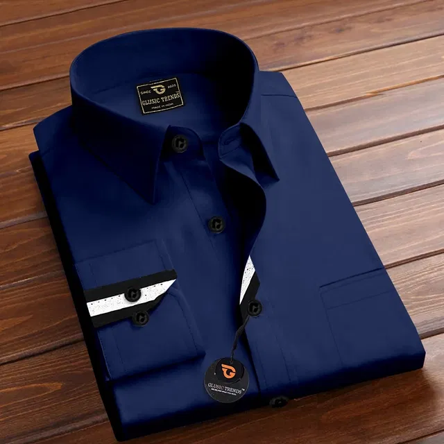 Full Sleeves Shirt for Men (Navy Blue, XXL)