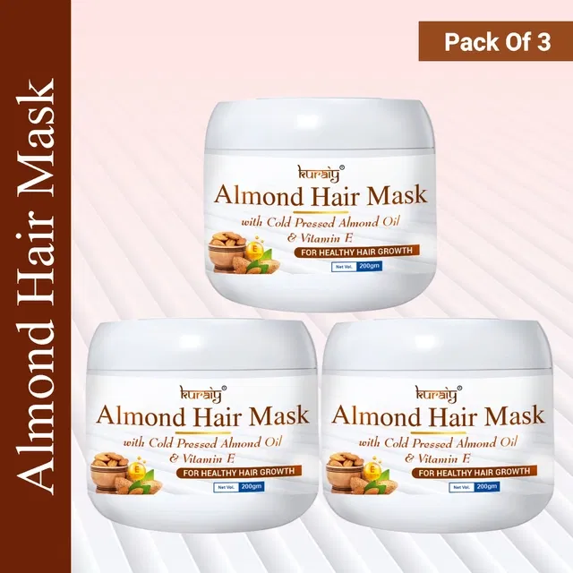 Kuraiy Almond Hair Mask (200 g, Pack of 3)