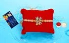 Metal Rakhi with Greeting Card & Roli Chawal 