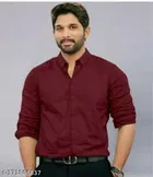 Cotton Blend Solid Shirt for Men, Maroon 