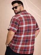 Cotton Blend Printed Shirt for Men, Maroon 