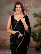 Jimmy Choo Solid Saree For Women, Black