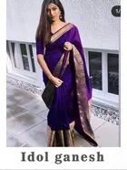 Litchi Silk Zari Woven Saree for Women, Purple 