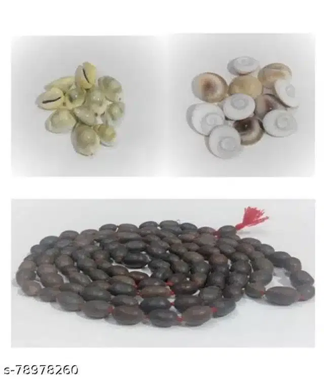 Lotus Seeds Kamal Gatta Mala with 11 Gomati Chakra & 3 Laxmi Kaudi (Multicolor, Set of 3)