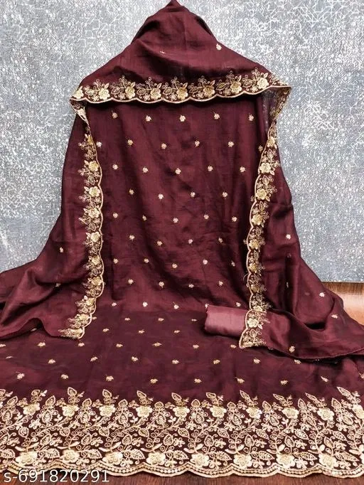 Vichitra Silk Punjabi/All Over Suits for Women (Multicolor, 5.85 meter (S)