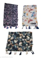Chiffon Printed Scarves for Women, Multicolor, Pack of 3
