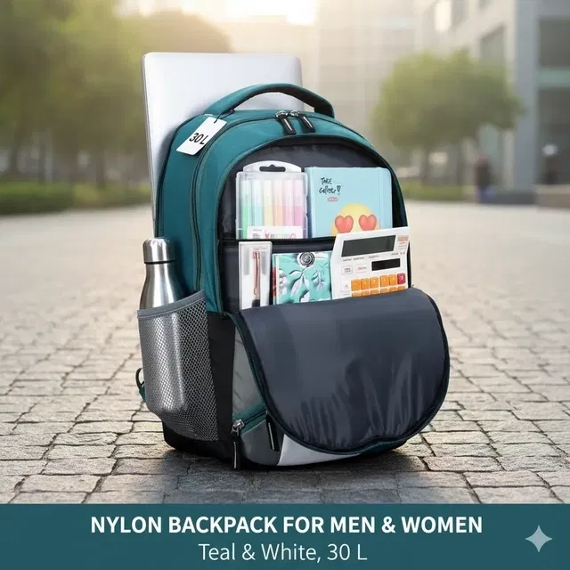 3N Fashion Nylon Backpack For Men (Teal, 30 L)