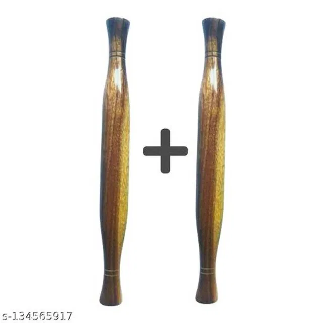 Wooden Rolling Pin (Brown, Pack of 2)