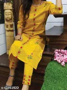 Anarkali Cotton Embroidered Kurti with Pant for Women 