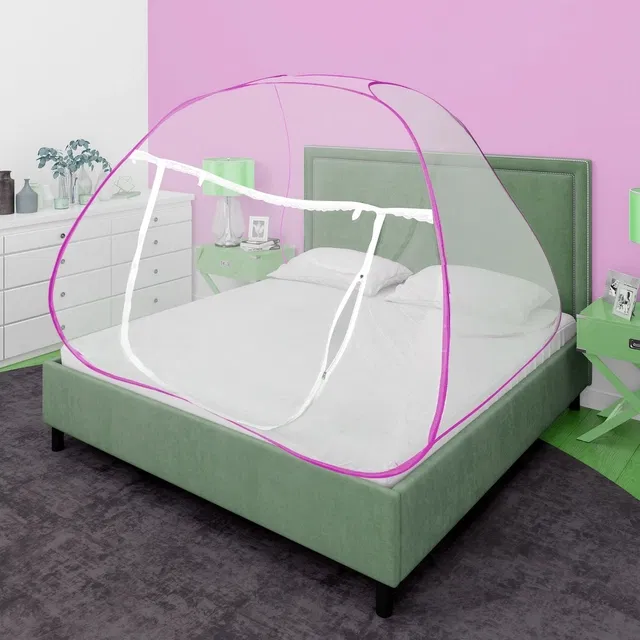 Polyester Washable Mosquito Net (Pink, 6x4 Feet)