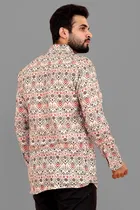 Cotton Blend Printed Kurta for Men 