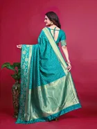 Silk Woven Design Saree for Women, Teal 