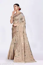 Linen Zari Woven Saree for Women 