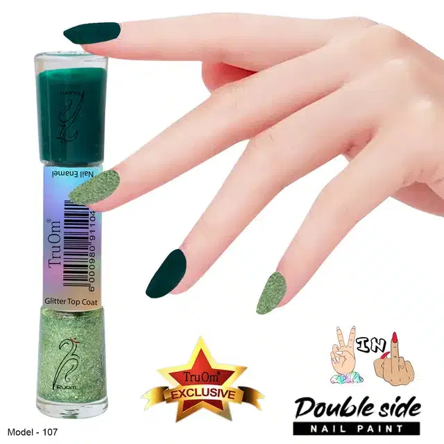 2 in 1 Glitter with Nail Polish (Green)