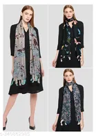 Poly Chiffon Printed Scarves for Women, Multicolor, Pack of 3