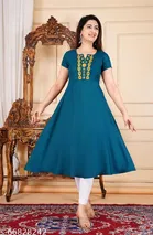Rayon Kurti for Women, Teal 