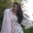 Floral Print Cotton Blend Kurti with Pant & Dupatta Set for Women 