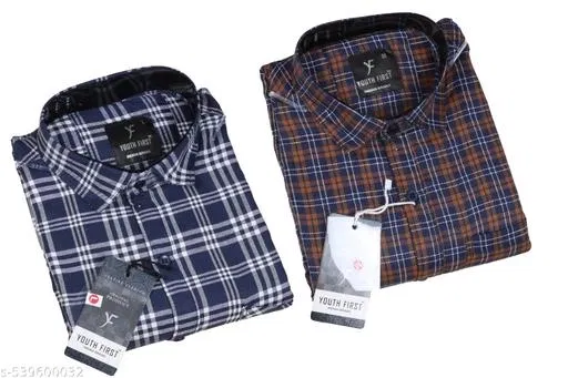 Polycotton Checked Shirts for Men, Multicolor (XL)