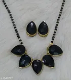 Alloy Mangalsutra With Earring for Women, Black