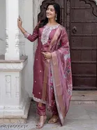 Printed Chanderi Cotton Kurta Set for Women 