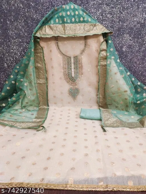 Silk Blend Punjabi/All Over Suits for Women (Multicolor, 6.85 meter (3XL)