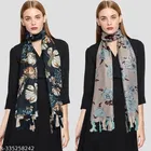 Printed Chiffon Scarves with Tassels for Women, Multicolor, Pack of 2