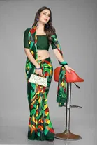 Trendy Georgette Saree with Blouse Piece For Women 