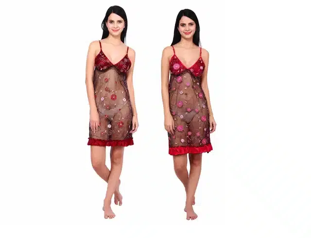 Babydolls for Women (Maroon & Pink, Pack of 2)