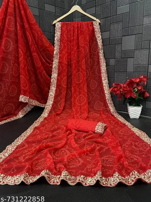Elegant Sarees for Women (Red, Free Size)