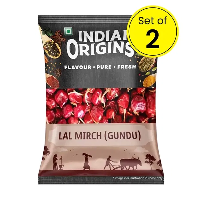 इंडियन ओरिजिन्स लाल मिर्च (गुंडू) 2X50 g (सेट ऑफ 2)