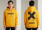 Fleece Printed Hoodie for Men, Yellow 