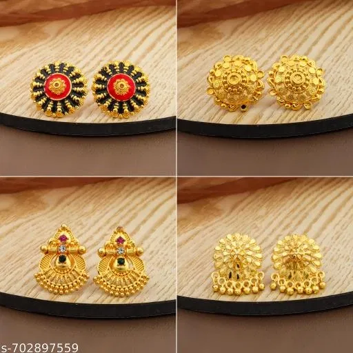Premium Quality Gold Finish Stud Earrings Combo
