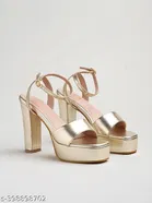 [113] Solid Synthetic Heel Sandals for Women 
