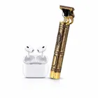 T9 Metal Buddha Trimmer for Men-Gold + TWS Earbuds[White] with 2-3 Hours Playback Time Combo