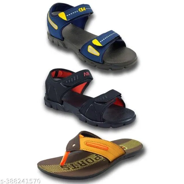 Sandals with Flipflop for Men (Multicolor, 10) (Pack of 3)
