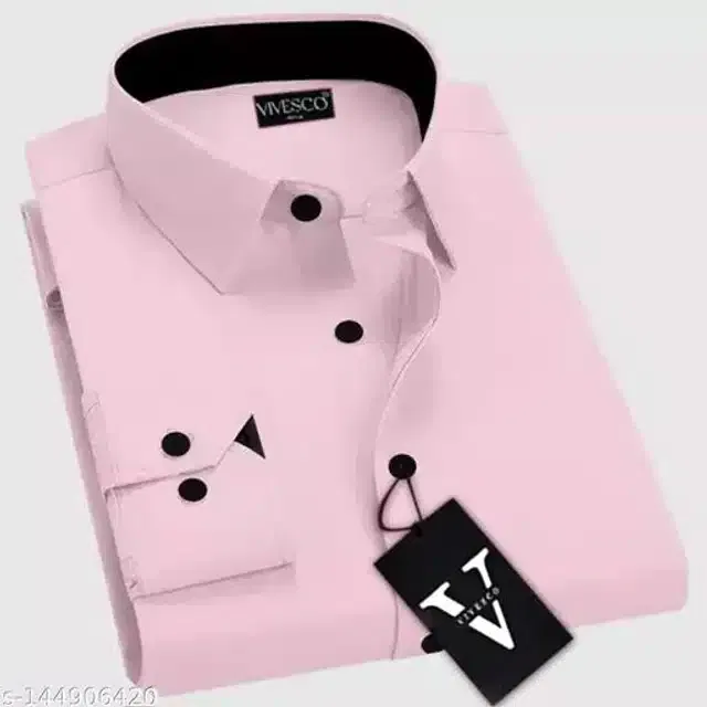 Full Sleeves Shirt for Men (Baby Pink, S)