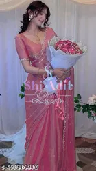 Jimmy Choo Woven Design Saree For Women, Pink