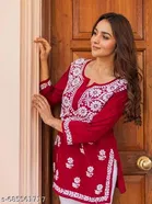 Chikankari Embroidery Short Kurti for Women 